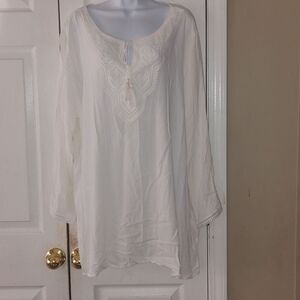 Ruby Rd white embroidered beach summer tunic  Sz 22W